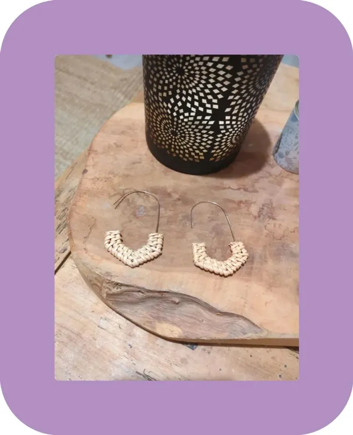 Boucles d oreilles en rotin - photo numéro 3