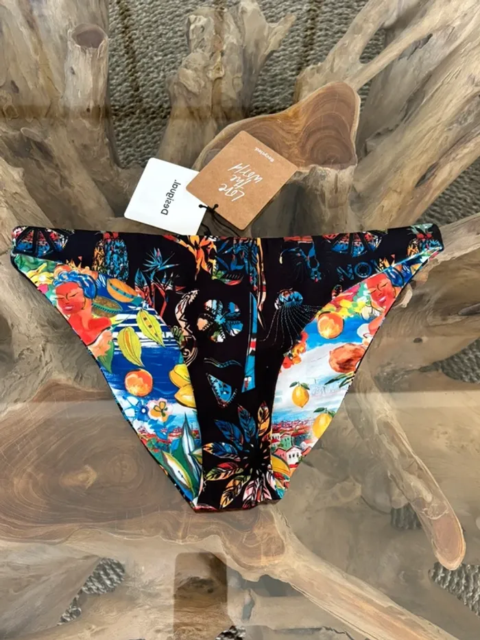Bas de maillot de bain Desigual réversible coloré noir femme M
