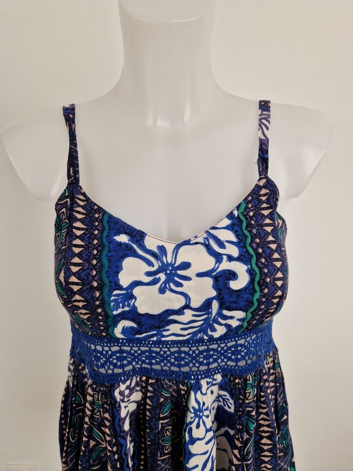 Robe bleu fleurie polynésienne - photo numéro 2