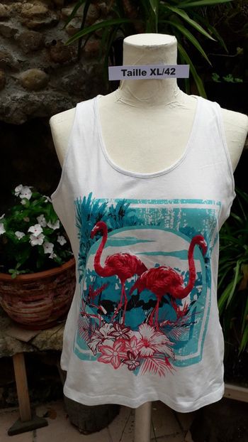 Tee-shirt débardeur impression flamants roses
