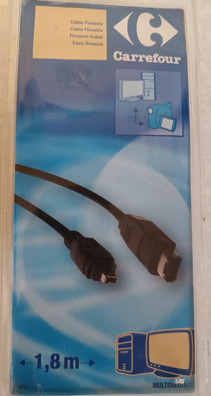 câble neuf firewire 4 broches / 6 broches de 1,80 m de longueur