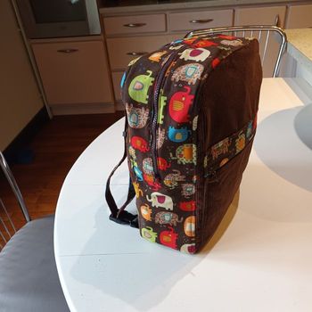 Sac à dos velours et coton éléphants 