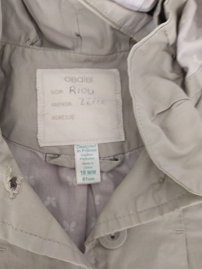 Imperméable obaibi 18 mois - photo numéro 2