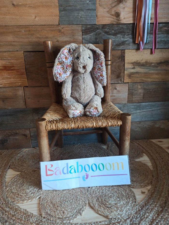 Peluche Lapin gris liberty cotton blue tbe