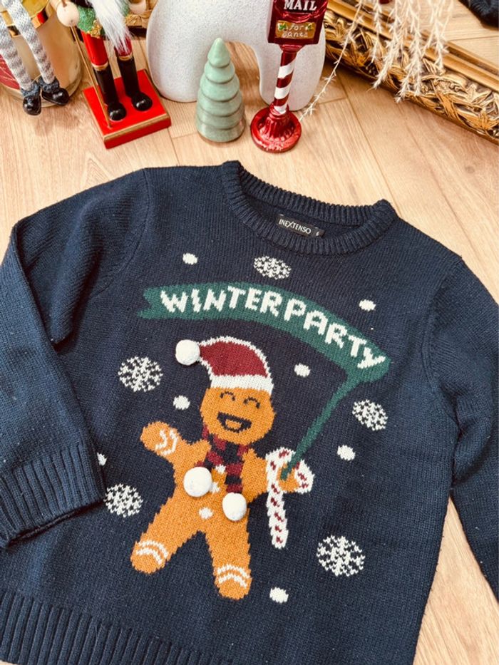Taille 6 ans pull Noël garçon Inextenso bleu marine * pain d’épices * 🎄 - photo numéro 2
