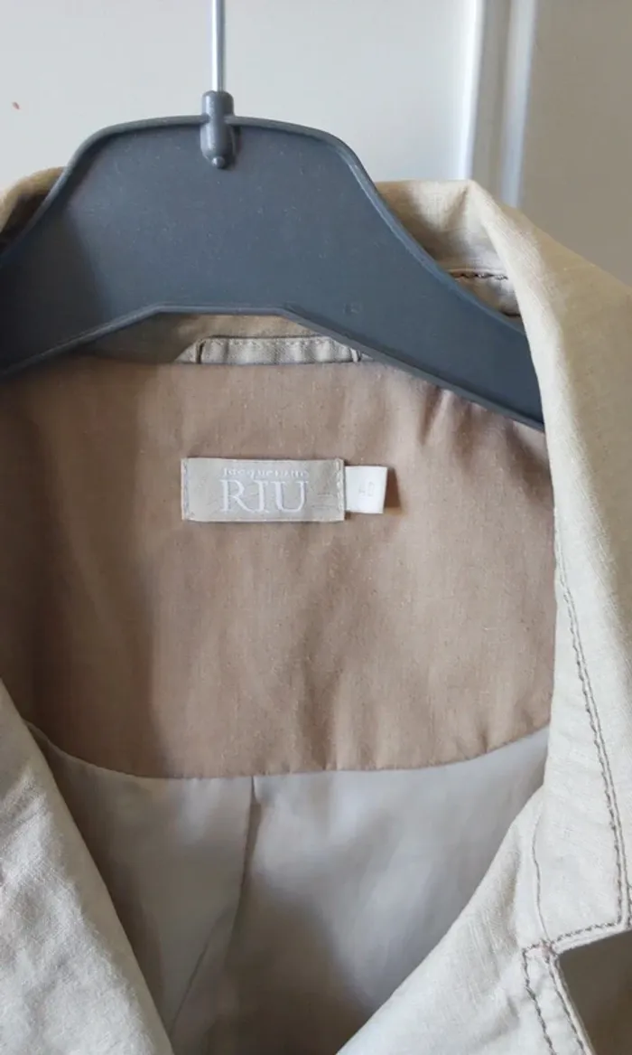 Trench veste Imperméable chic beige T 40 Coton ciré lin - photo numéro 10