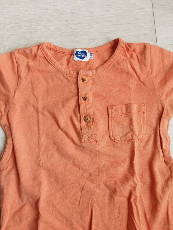 Vêtement garçon tee-shirt manches courtes orange Mots d’enfants 2 ans - photo numéro 2