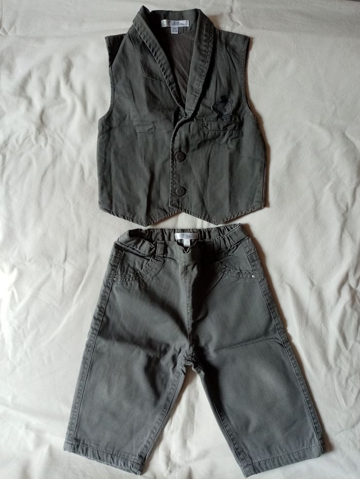 Ensemble costume pantalon et gilet 12 mois - photo numéro 1