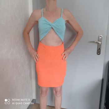 Robe orange turquoise t38