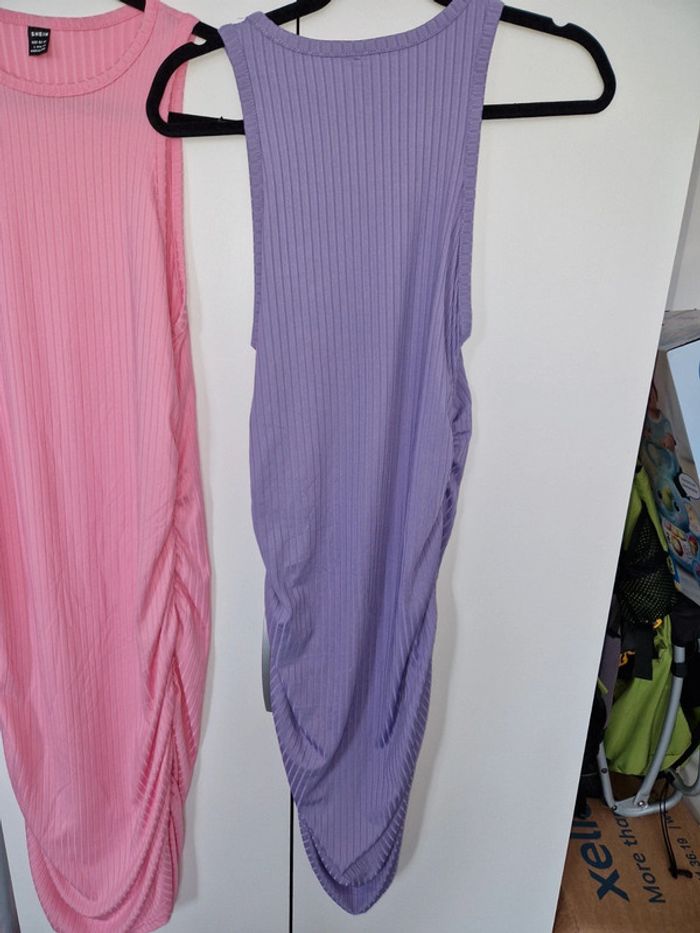 Robe shein côtelé été rose violette taille 40 42 - photo numéro 4
