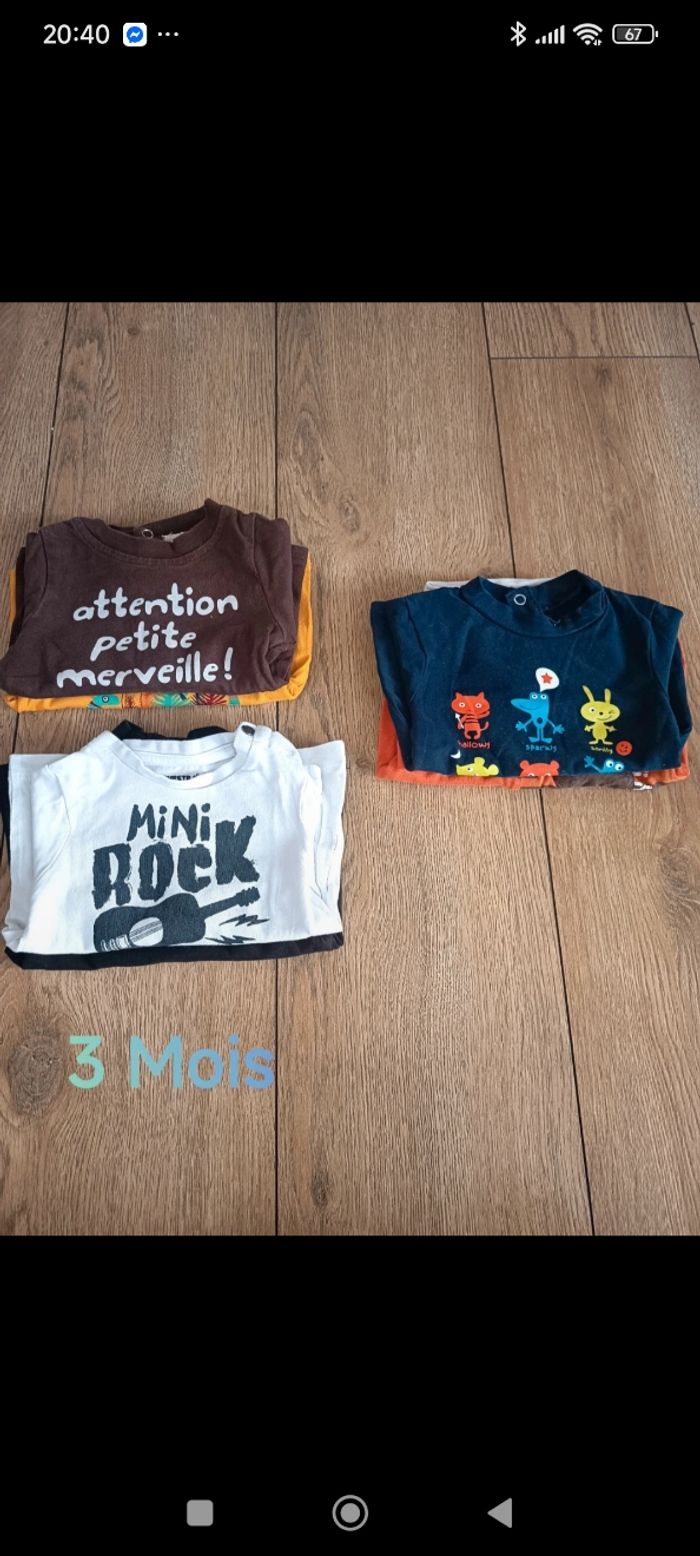Lot T-shirts manches longues 3 mois