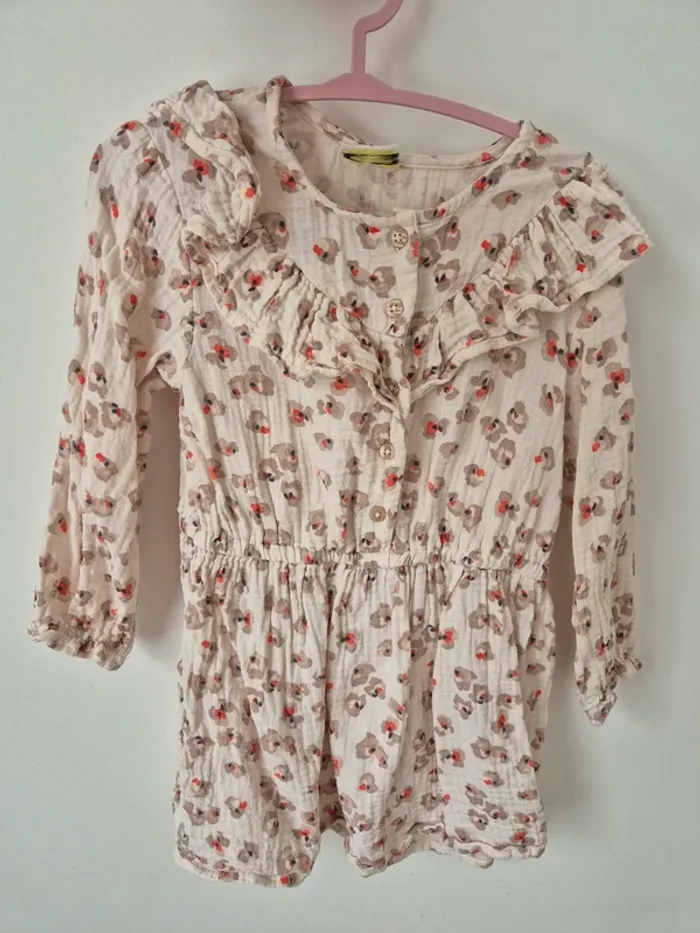 Robe gaze de coton imprimé léopard 36 mois tao