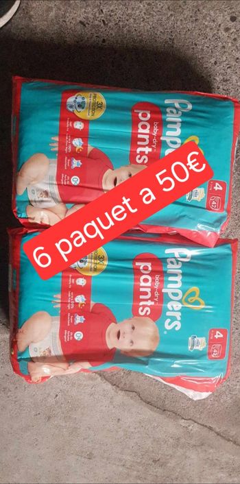 6 paquet de couche pampers pants taille 4 a 50€