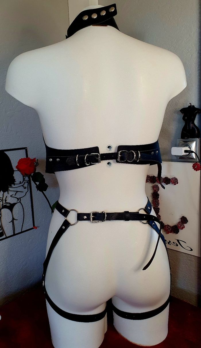 Ceinture de corps corset noire festival costume bondage - photo numéro 3