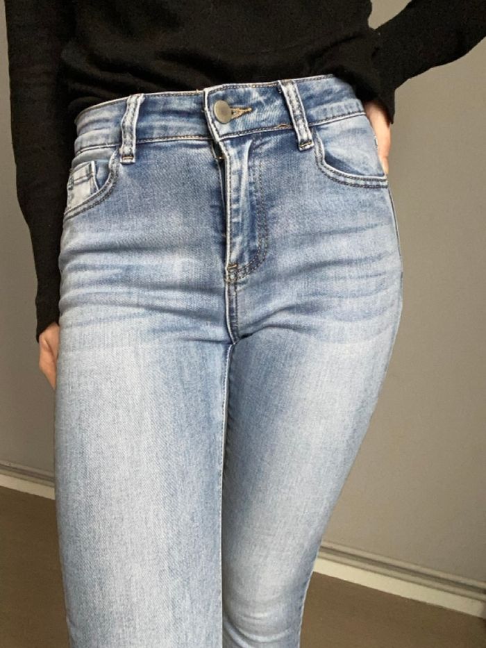 Jean skinny bleu clair avec perle en taille s - photo numéro 4