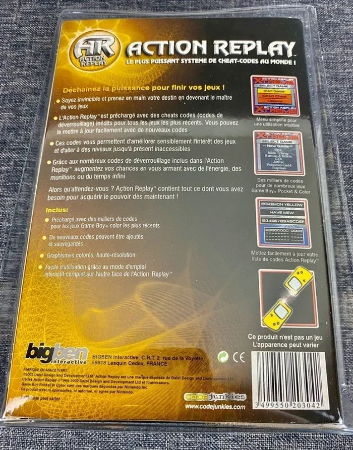 Rare AR Action Replay GameBoy Color / Advance / SP - codes triches Pokemon, DBZ .. NЕUF sous blister - photo numéro 3