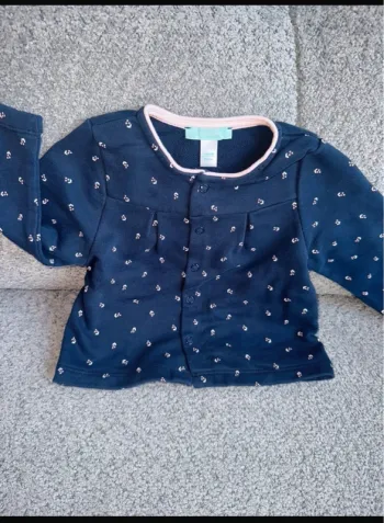 Chemisier veste marine et rose en coton Obaïbi