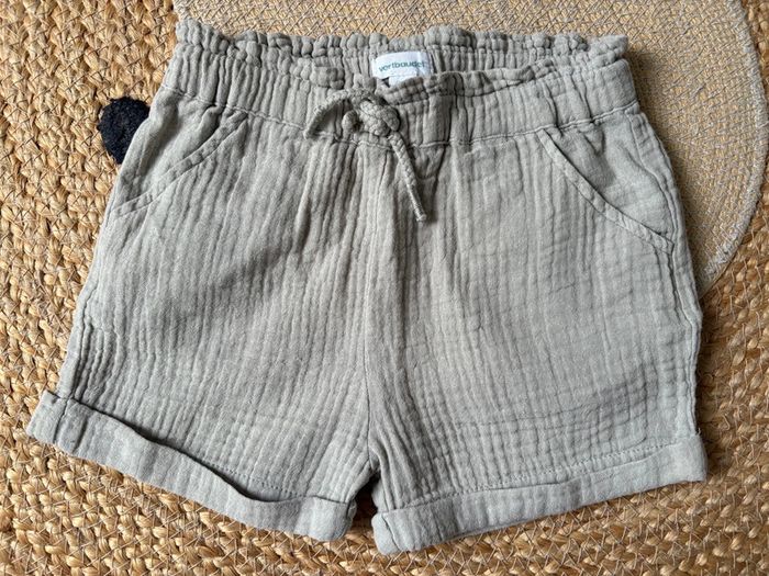 Short gaze coton vert kaki Vertbaudet 24 mois 2 ans - photo numéro 2