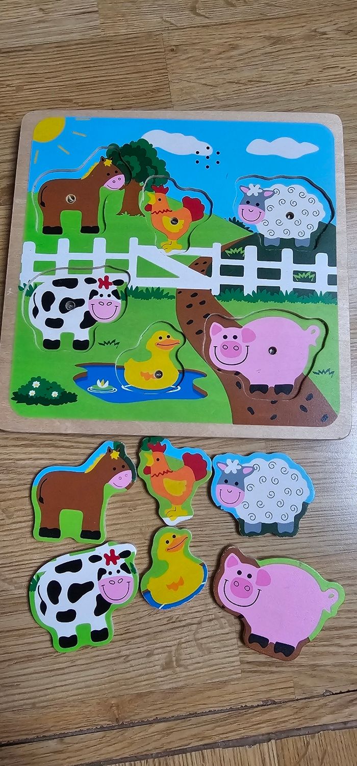Puzzle bois + son pour enfant , animaux de la ferme - photo numéro 2