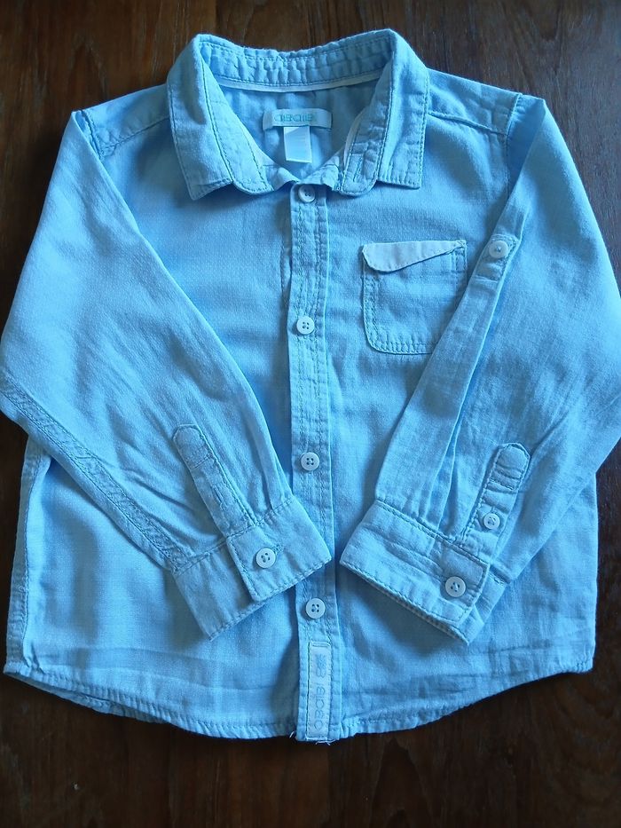Chemise bebe en coton taille 23 mois marque obaibi couleur bleu ciel - photo numéro 5
