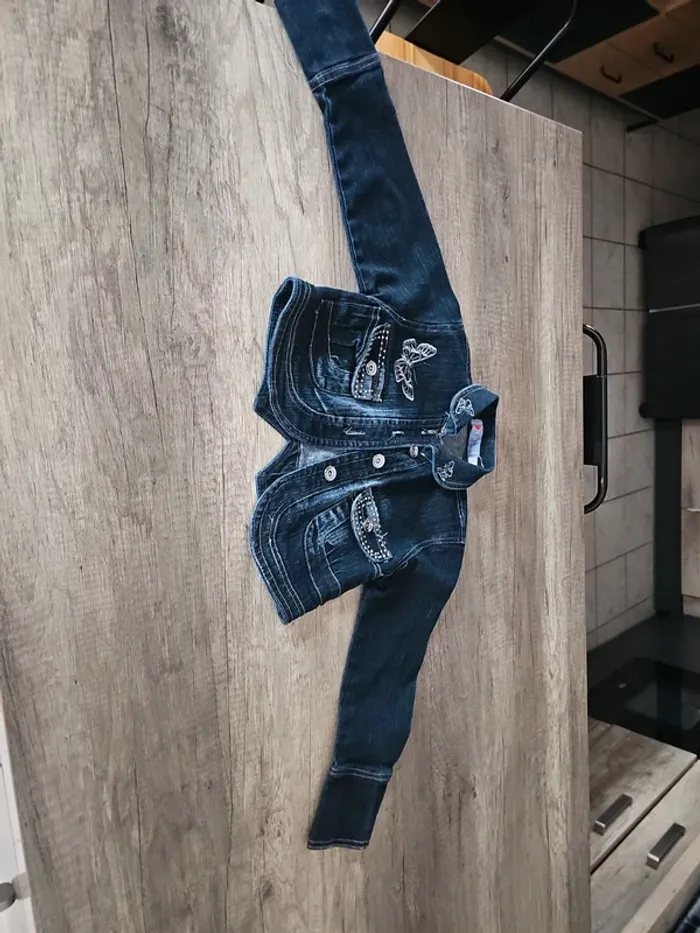 Ensemble Robe en jean fille + veste en jean  Taille 8 ans marque sans marque
