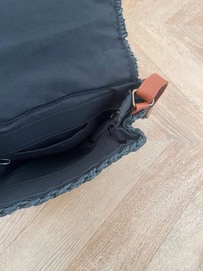 🌟 Sac bandoulière paille tréssé noir et marron - photo numéro 3