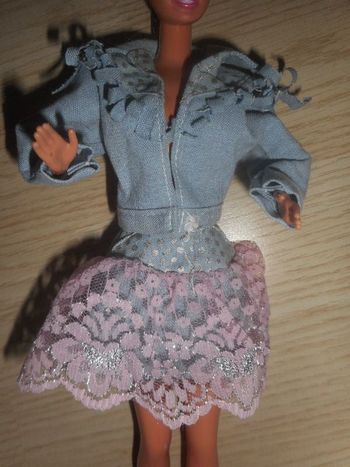 Veste + Jupe couleur jean et tulle rose Barbie