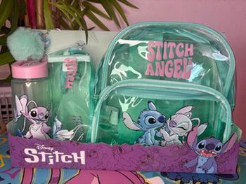 Lot Sac/Trousse/Gourde/porte clé Disney Stitch