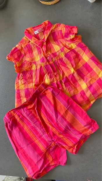 Ensemble lot DPAM short et chemise bébé fille vêtement 18 24 mois 2 ans