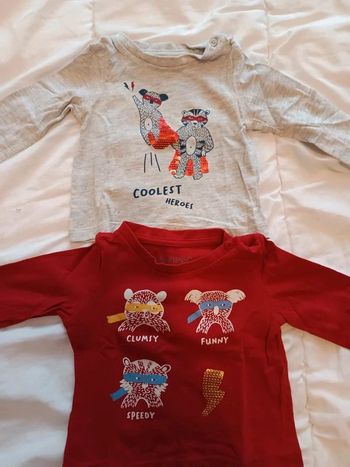 Lot 2 t-shirt in extenso 3/6m tbe