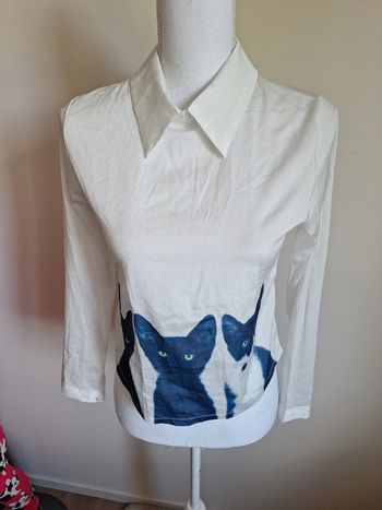 Blouse col chemise chat t36 #F36S-174