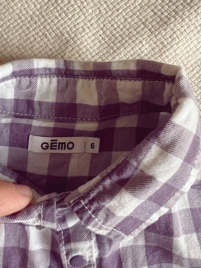 Chemise à carreaux vichy gemo violet 6 ans - photo numéro 6
