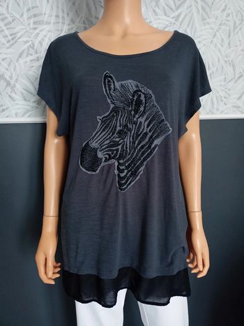 T shirt anthracite avec zèbre T42/44 H*356