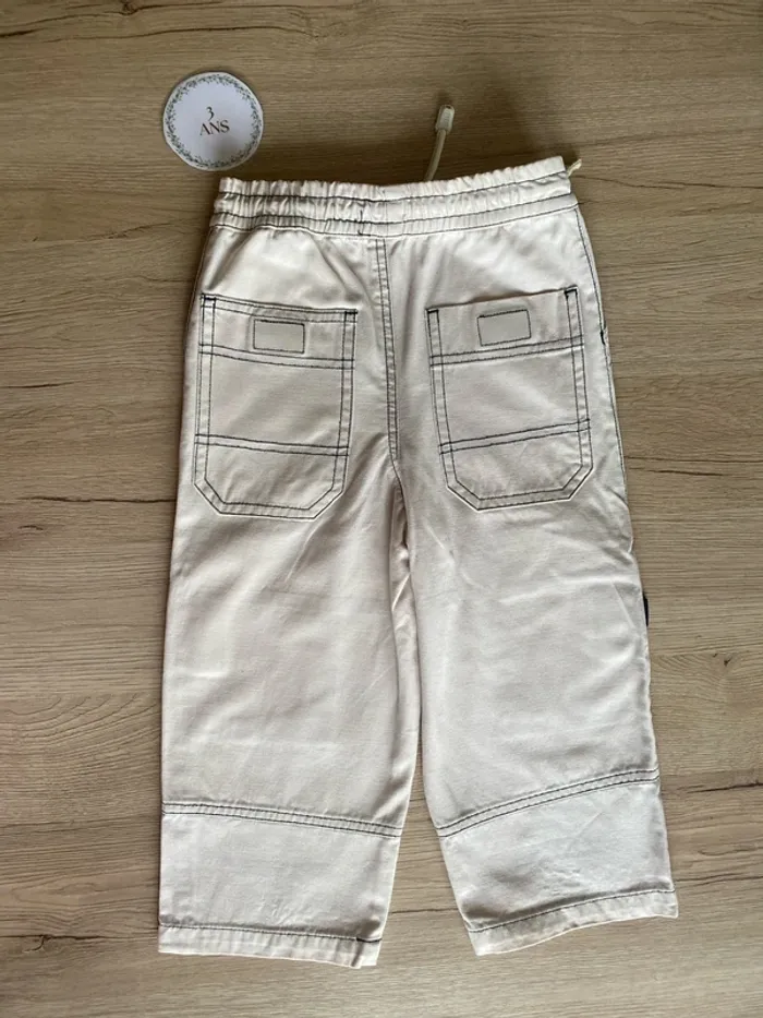 Pantalon Cargo mi-saison beige garçon couture foncé 3 ans Best Way - photo numéro 5