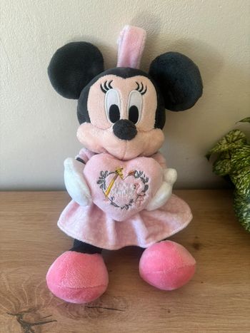 Doudou peluche Minnie robe rose cœur love nature musical Disney baby