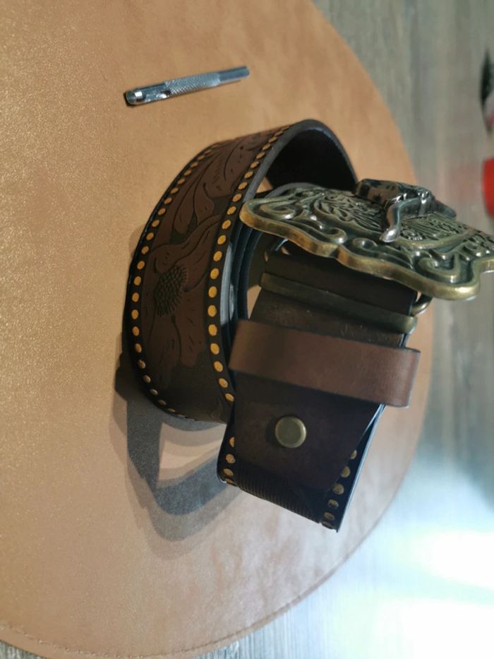 Ceinture de cowboy country taureau doré - photo numéro 3
