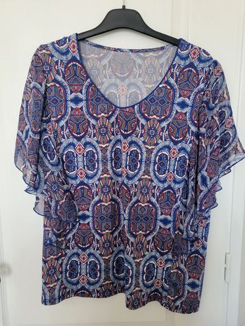 Haut fluide bleu à motifs Plus