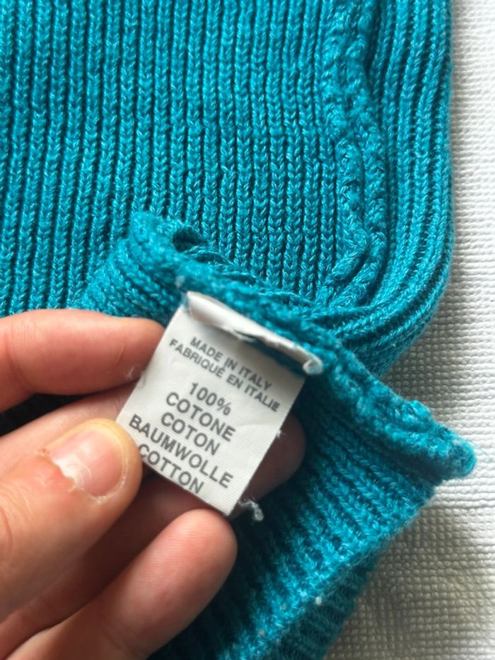 Top côtelé turquoise – 100 % coton – Fabriqué en Italie – Taille S  🩵 - photo numéro 8