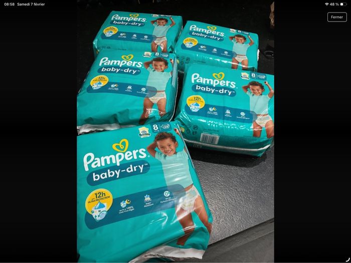 5 paquets couchés taille 8, neuves, code remise 30 %