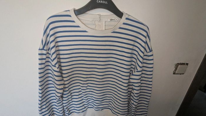 Pull rayé femme blanc et bleu S - photo numéro 2