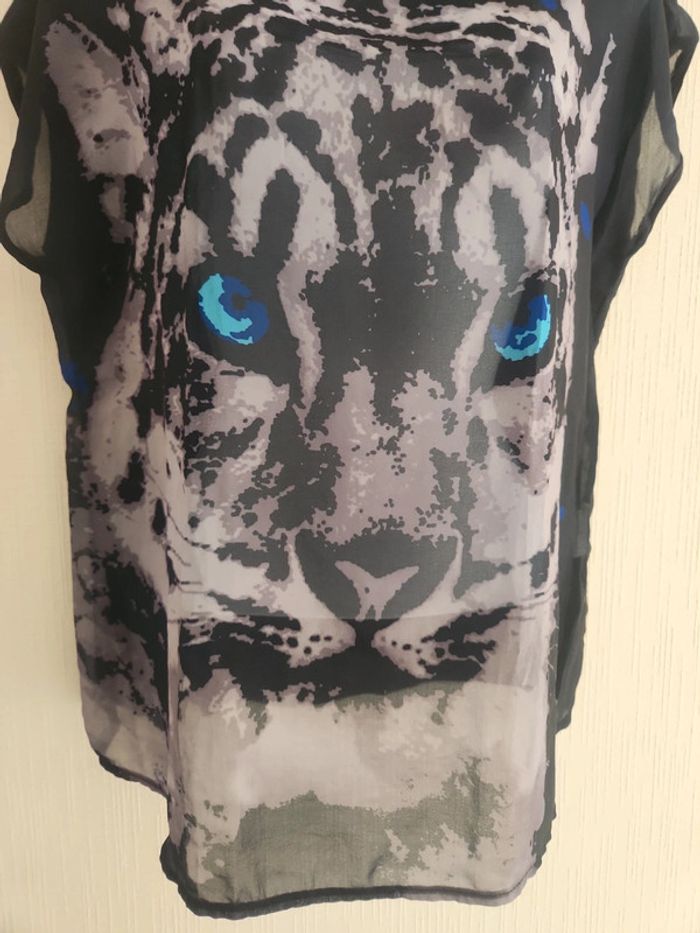 Blouse sans manches motif félin yeux bleus Pimkie S - photo numéro 6