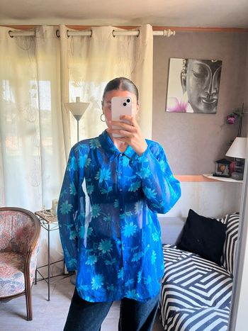 Chemise transparente fleurie vintage bohème champêtre Santiags