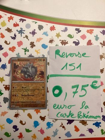carte Pokémon rhinocorne reverse 111/165 EV3.5 collection 151 FR neuf sortie de booster