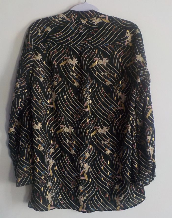 Tunique Vicvia Taille L fond noir dessins traits, fleurs feuilles - photo numéro 5