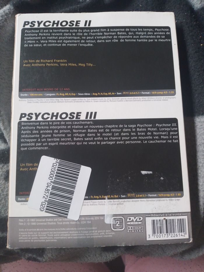 Dvd psychose II (2) et Psychose III (3) // Alfred Hitchcock et Anthony Perkins - photo numéro 2