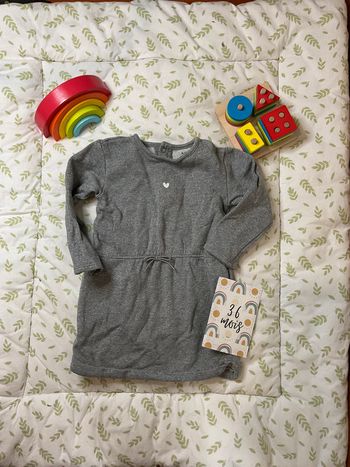 robe manches longues gris à paillettes 36 mois kiabi