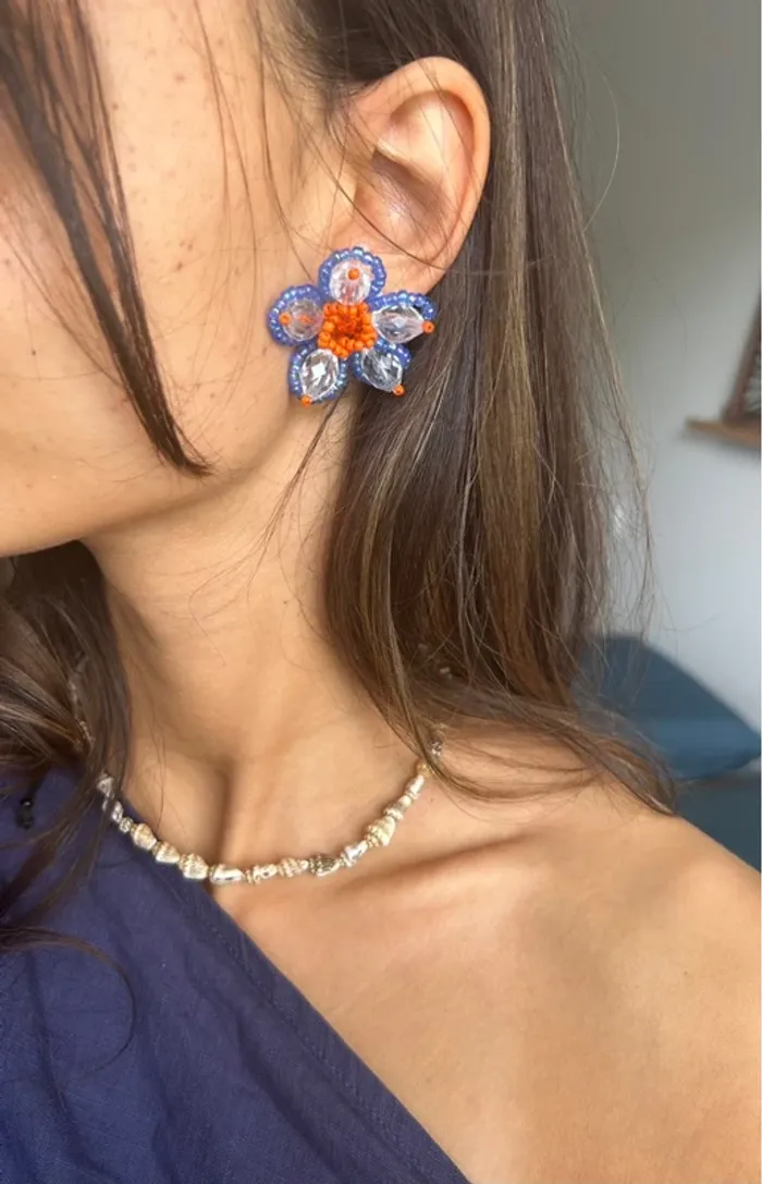 Boucle d’oreille fleurs perles - photo numéro 8