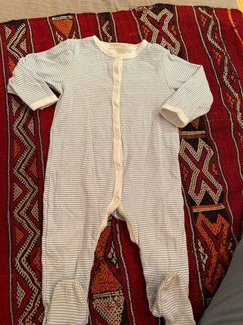 Marinière, ouverture avant ,  mixte 12 mois 100% coton turquoise blanc