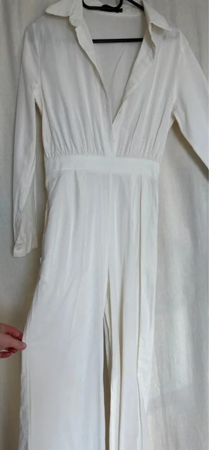 Combinaison blanche effet lin PrettyLittleThing - photo numéro 3