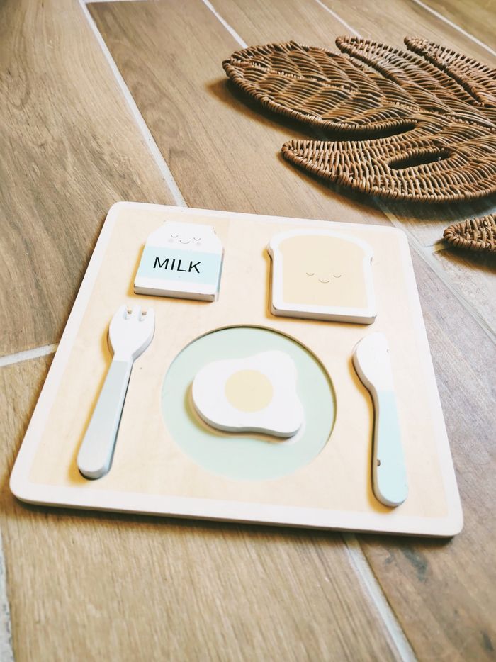 🍳Dinette 2 en 1 puzzle en bois breakfast divers aliments - photo numéro 2